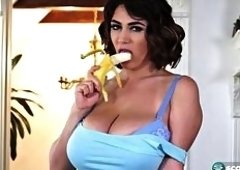 Busty Brunette Striptease
