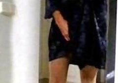 TS Alwayshard9 Reveals Hard Cock in Slippery Satin Robe