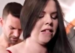 Big-Tits Brunette Pushes Three Times Hard