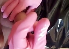 Handjob rubber gloves
