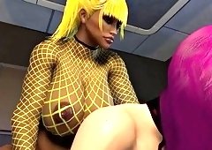 Yellow rides Pinks ass futa anal with cock girl
