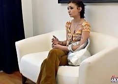 Tattooed Newbie Wendy Rides Dildo, Deep Rimjobs and Sucks Cock