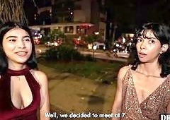 Outdoor Threesome: Latina Street Girls Ride Dick