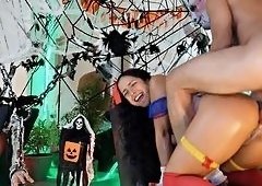 Apocalypsex369 as the Queen of Anal Squirting Takes Brutal Pounding from Masked Party Man in