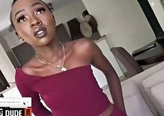 Skinny Ebony Pleads Good Girl Vibes at Home Before Moaning Wildly on Thick Cock Until She Explodes