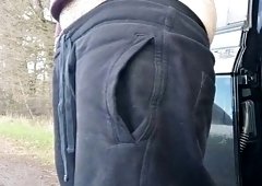 Big dildo in my ass outdoors