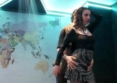 Fine ass lesbian in miniskirt dancing in the party porn scene